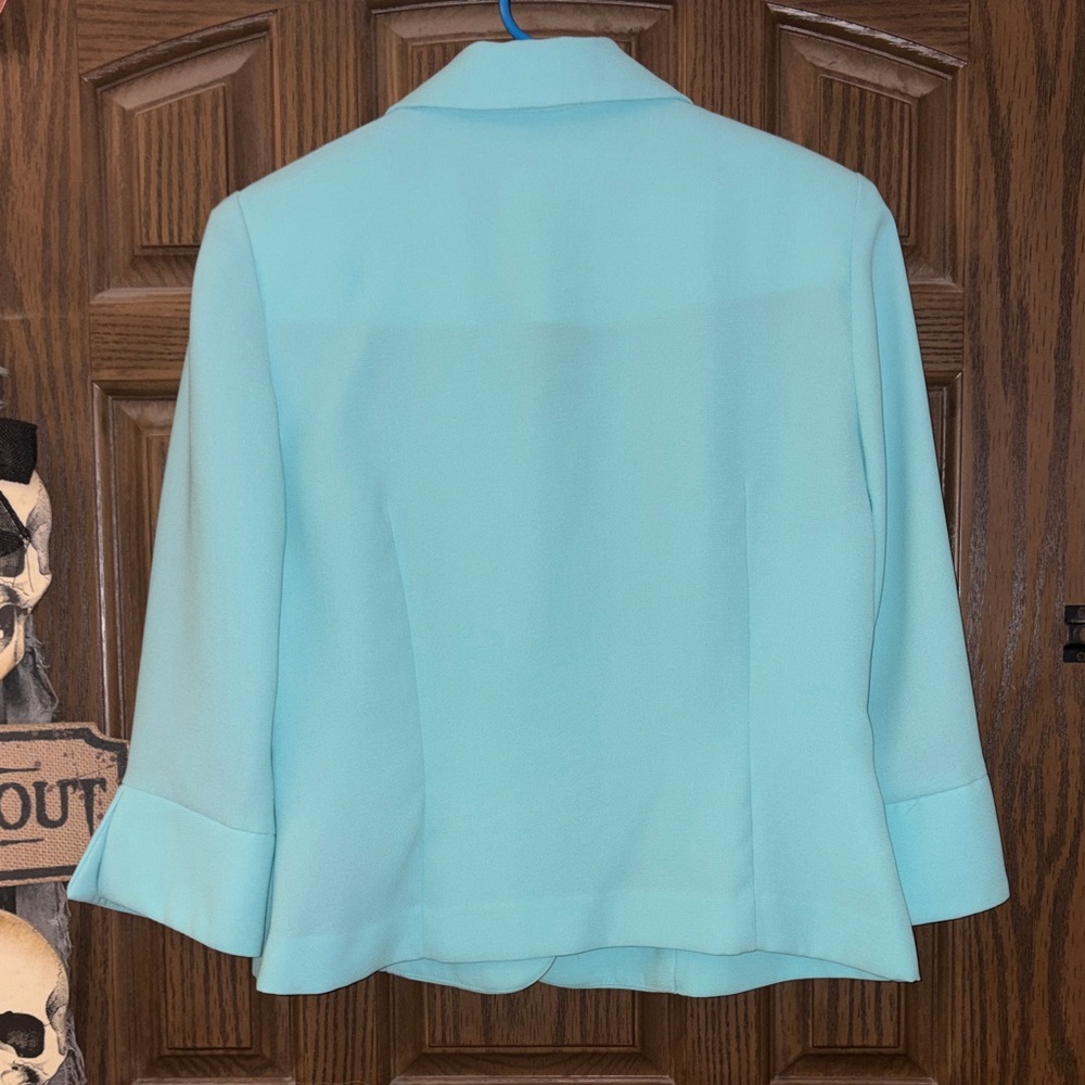 Studio I Aqua Blazer with Flower Buttons - Picture 5 of 5